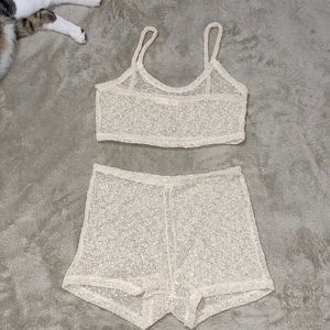 Mesh Cropped tank top and shorts set
